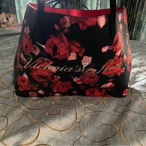 Victoria Secret Floral Tote in Red.
